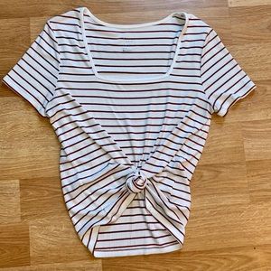 a new day Pinstripe Tee with Squared Neck
